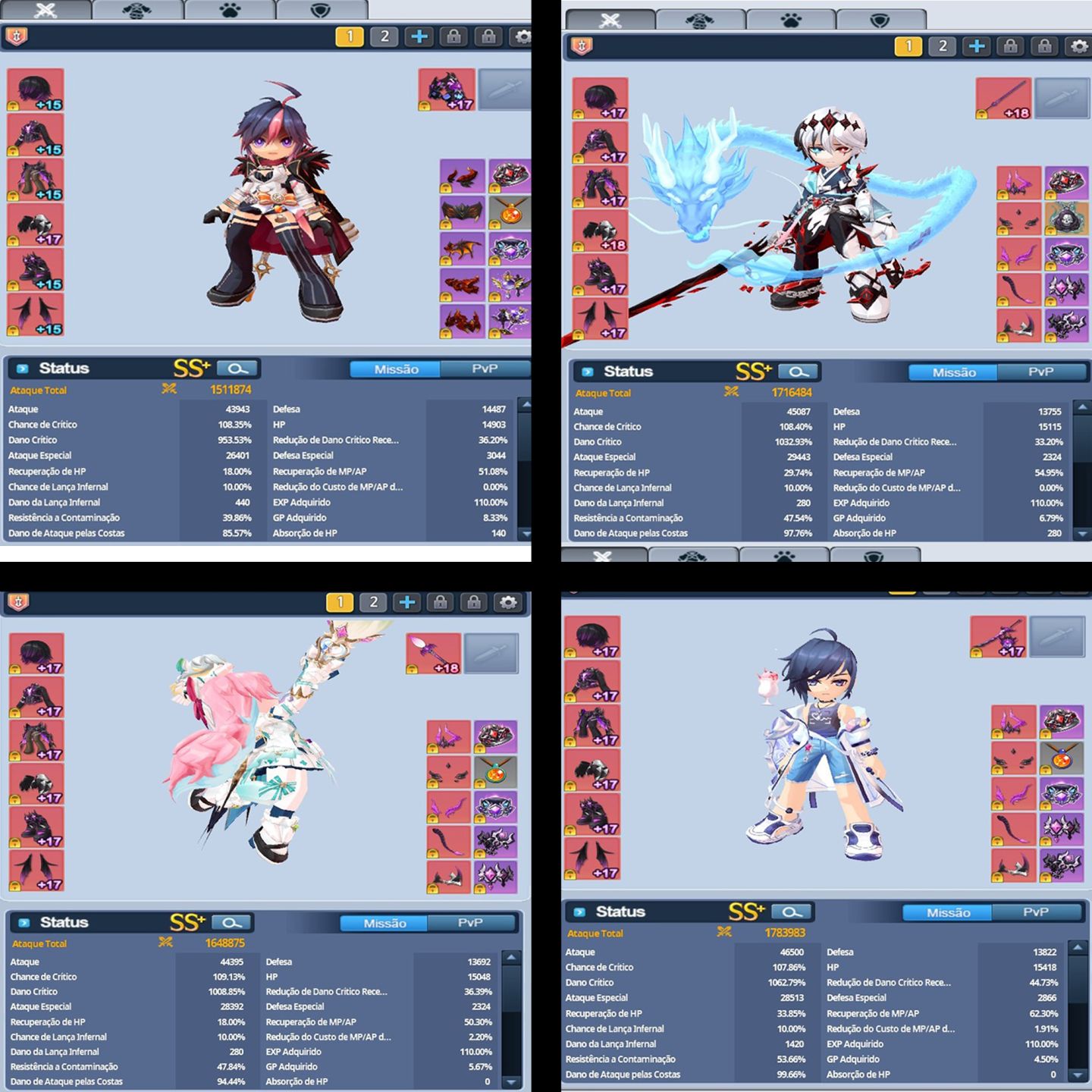 Conta EndCame GrandChase Classic C-Lvl 842 | 25 Chars Full 1.4KK+
