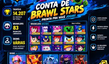 Conta de brawl com várias skins e brawles
