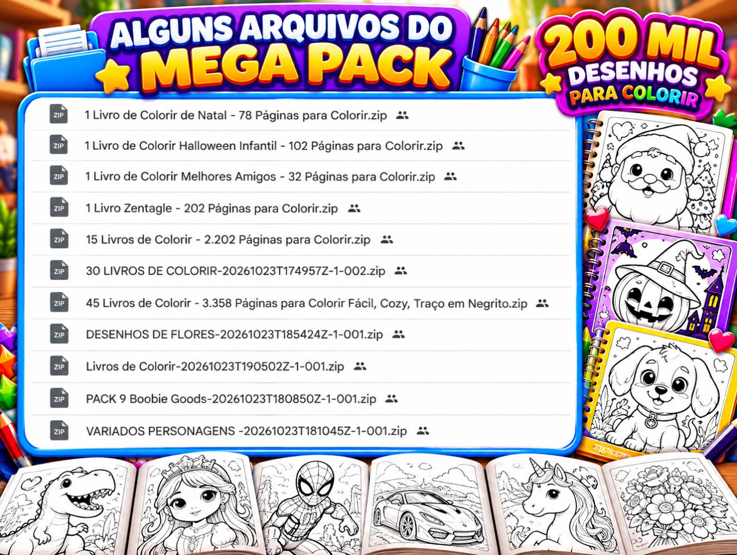 200 Mil Desenhos Para Colorir Infantil - Mega Pack PDF [Entrega-automática]