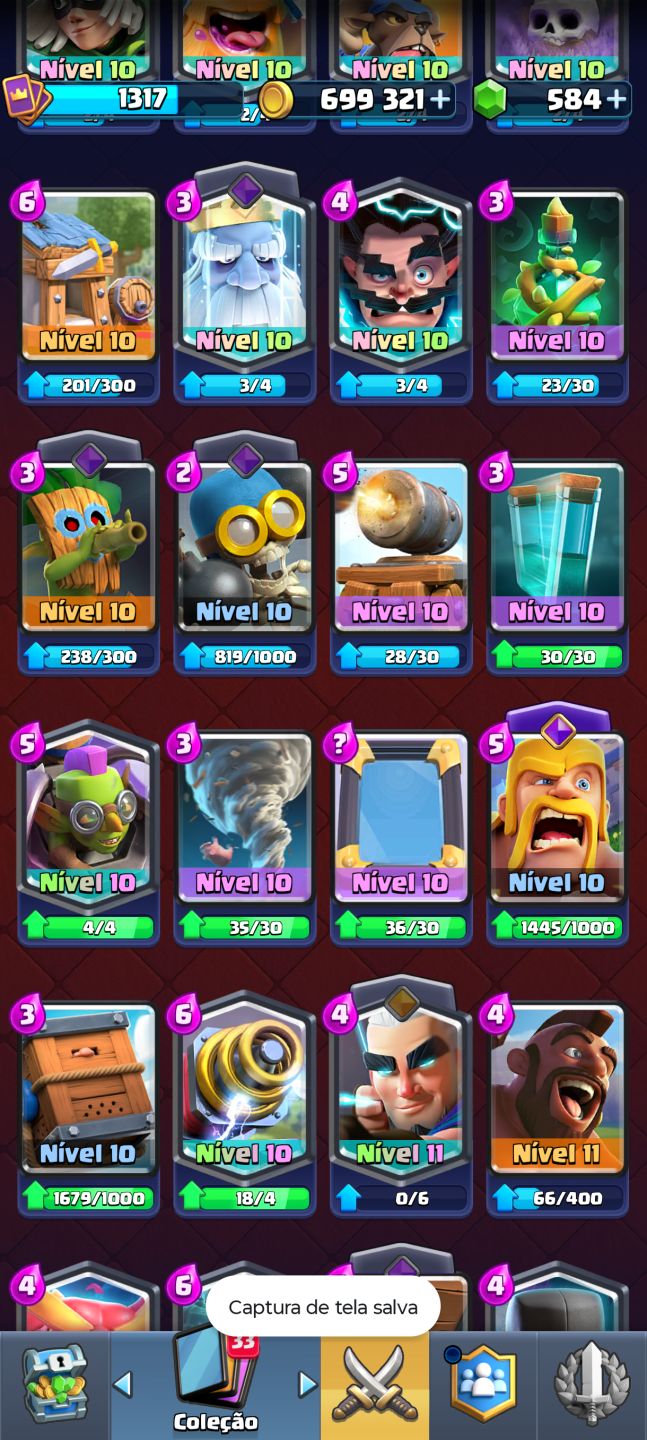 Clash Royale | 10.304 Troféus | 121/122 Cartas| Mega Cavaleiro Nível 16 evo|699k