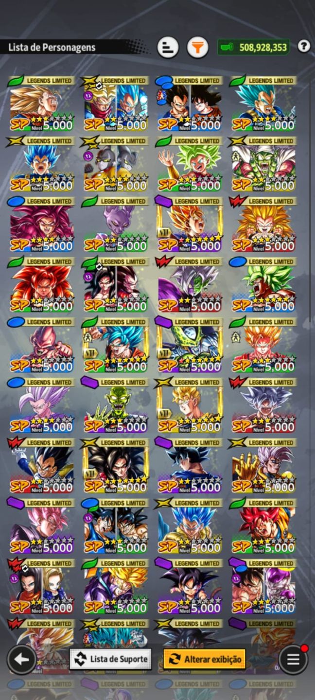 CONTA DE DRAGON BALL LEGENDS COM VARIOS ULTRAS E LF META