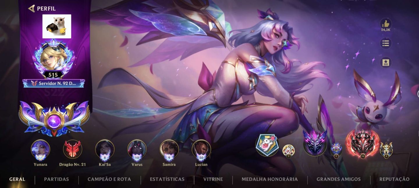 Conta top 92 adc servidor, com 220 Skins