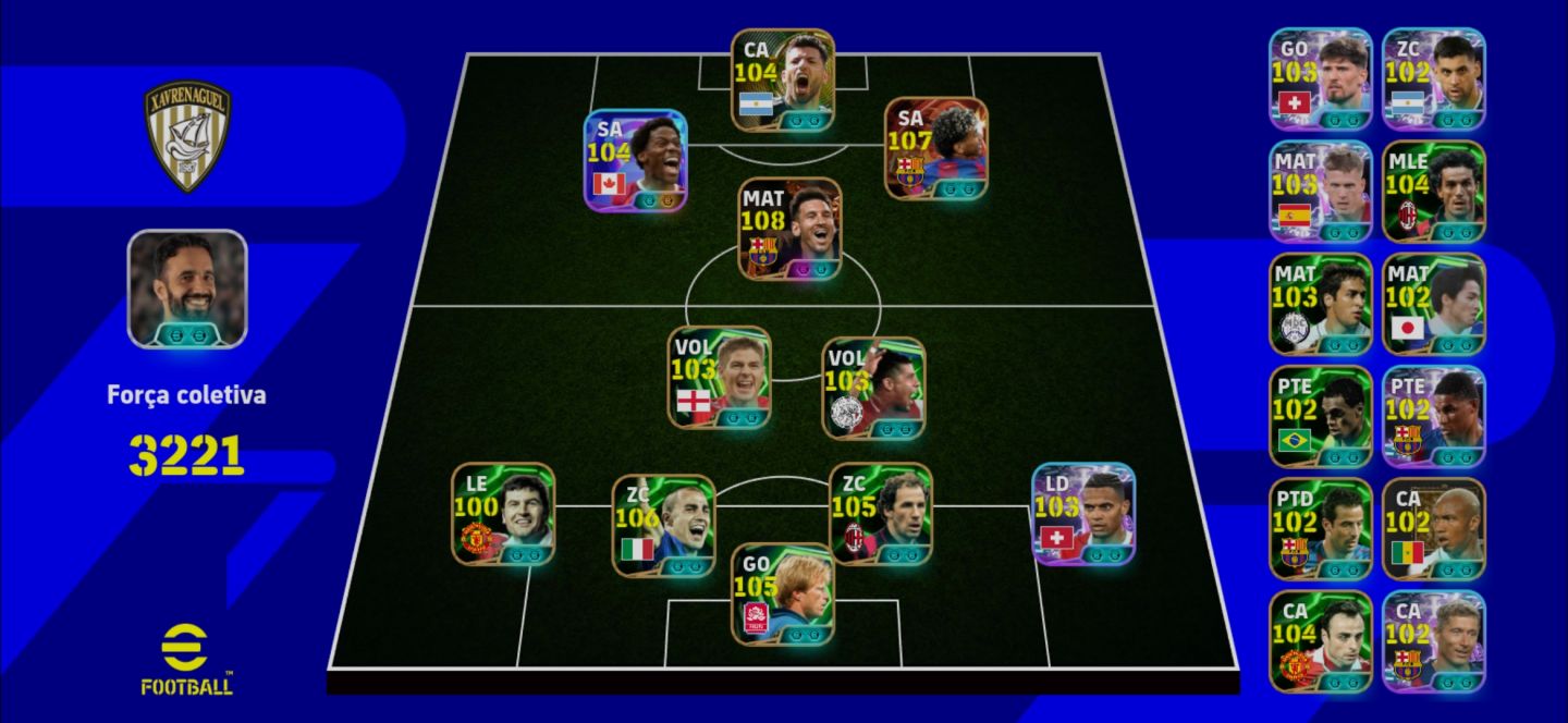 Conta top de efootball com messi e yamal blitz curler