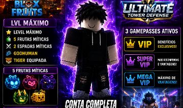 ROBLOX BLOX FRUITS MAX | 5 MÍTICAS, GODHUMAN, TIGER E 3 GAMEPASSES UTD