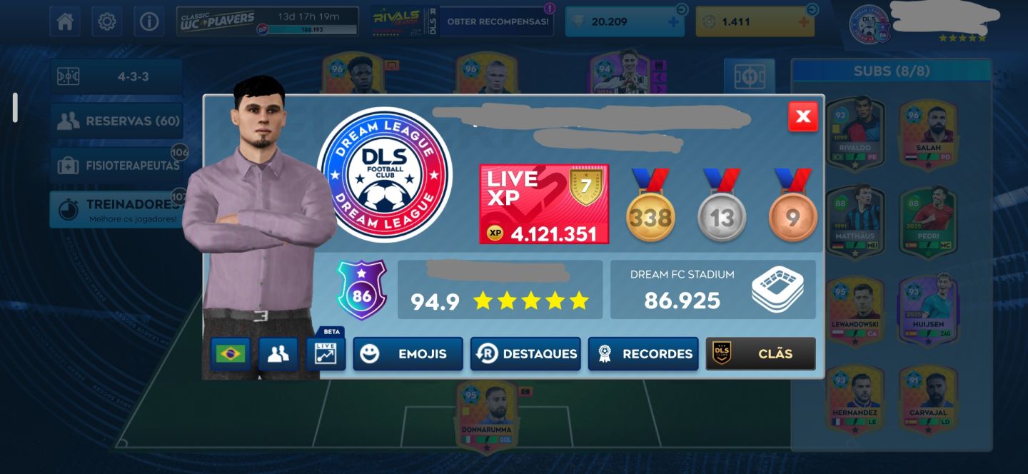CONTA DE DREAM LEAGUE SOCCER 26 COM MUITOS DIAMANTES!!!
