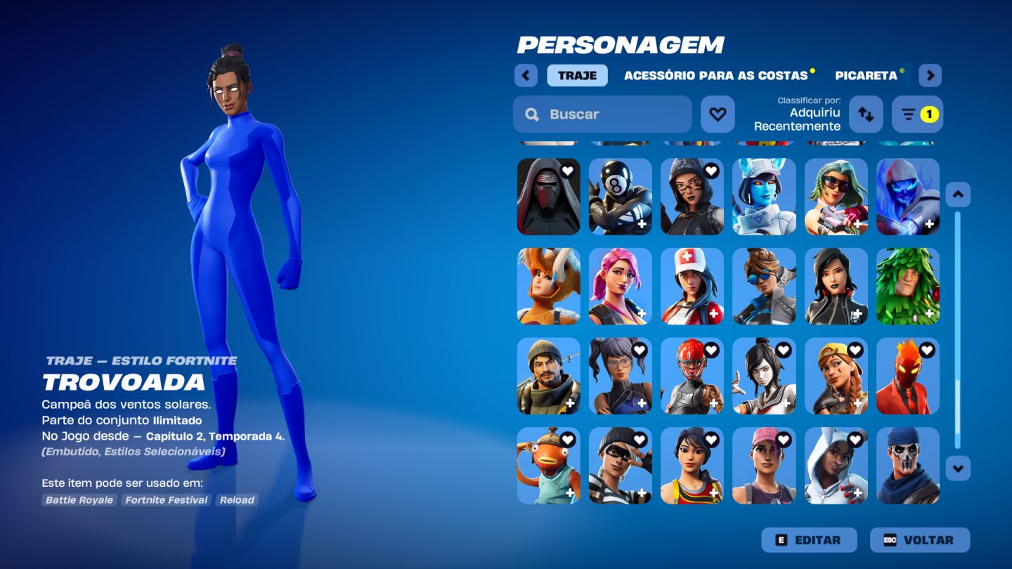 CONTA DE FORTNITE COM 122 SKINS E PICARETA MACHADO DOCE / CONTA MUITO BOA!!!
