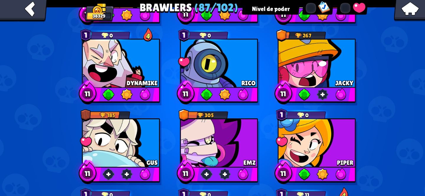 PROMO POR 1 SEMANA!! 87 BRAWLERS (37 LVL 11 / 34 HYPER) E SKINS RARAS!!