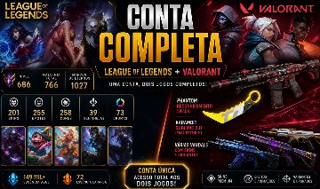 Conta Riot Full LoL + Valorant | 200 Skins | Karambit | Endgame