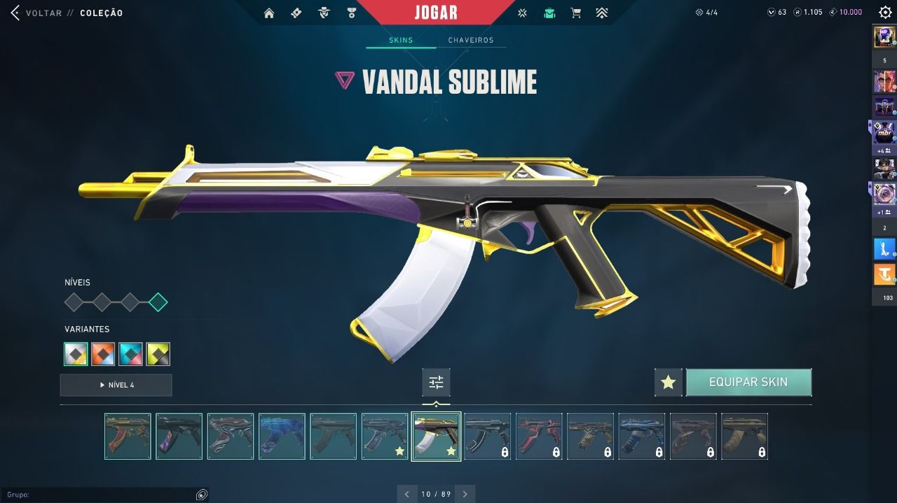 CONTA VALORANT, atualmente platincom muitas skins.