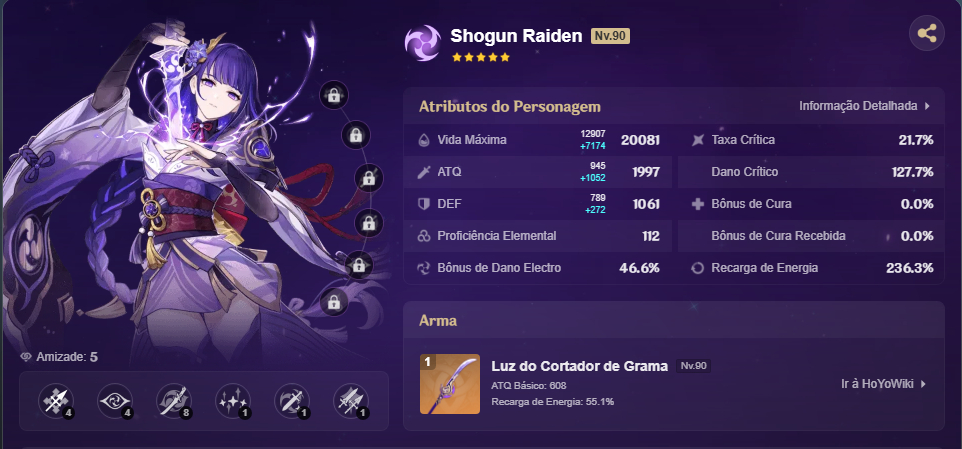 CONTA GENSHIN | BR AR 56 | 13 PERSONAGENS 5 ESTRELAS (DILUC C2)|