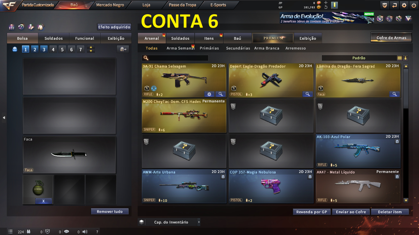 CONTAS CROSSFIRE COM CHEYTAC OU AWM, E CYBORG Variantes de VIPS Email ON