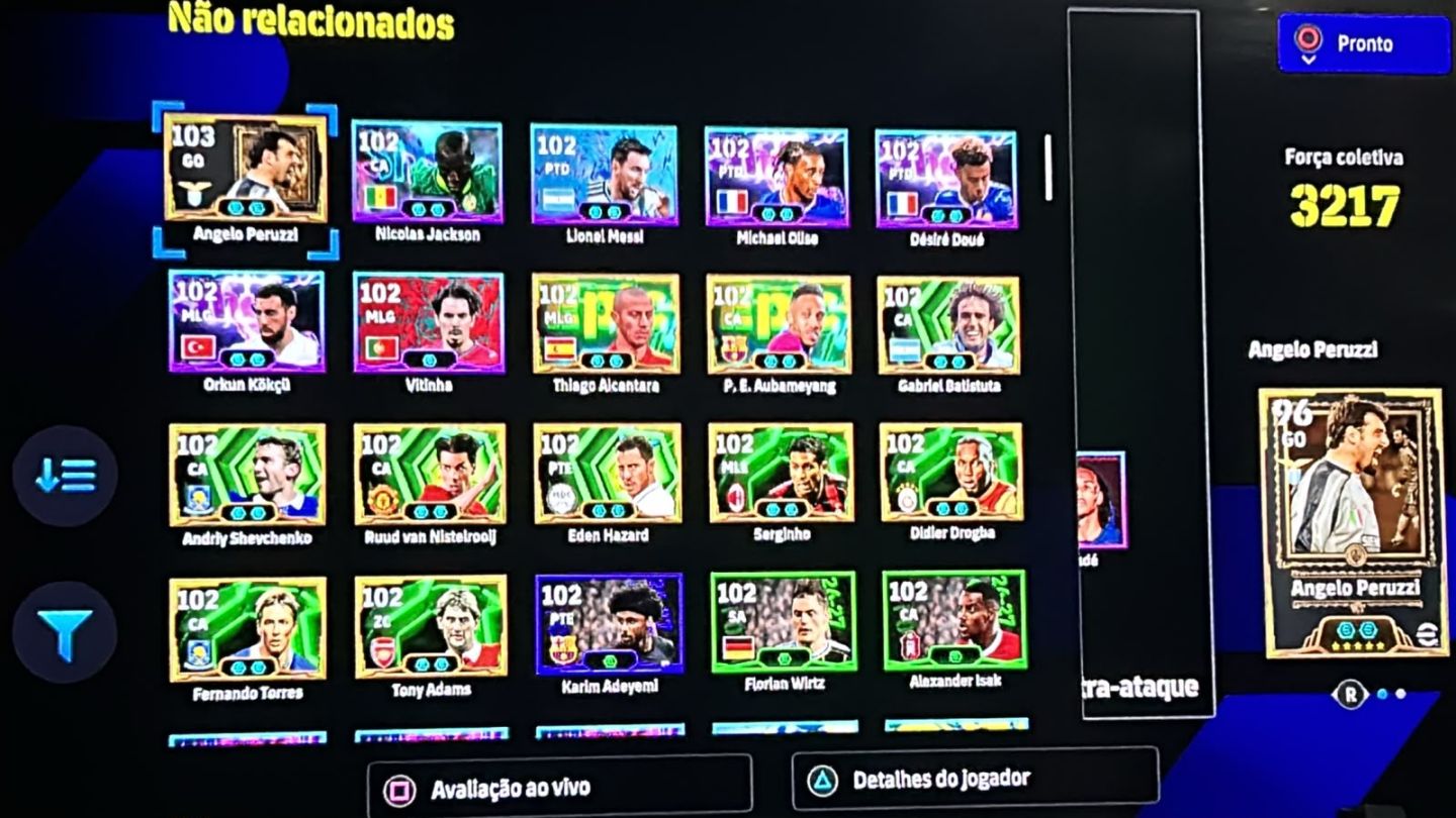 CONTA EFOOTBALL PS4/PS5 COM VAN DE SAR 108, CR7 105 , HAZARD, ETOO E + 100