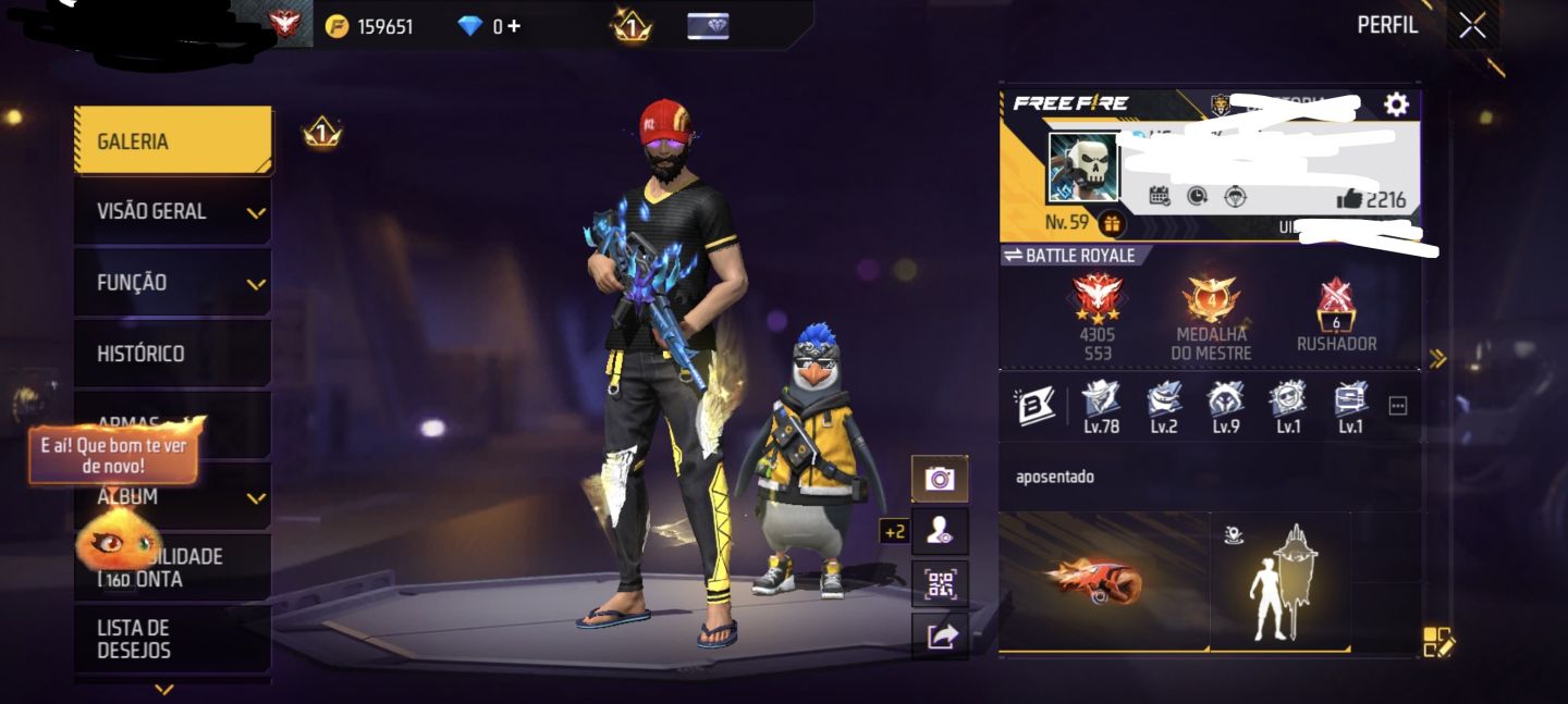 Conta de free fire antiga