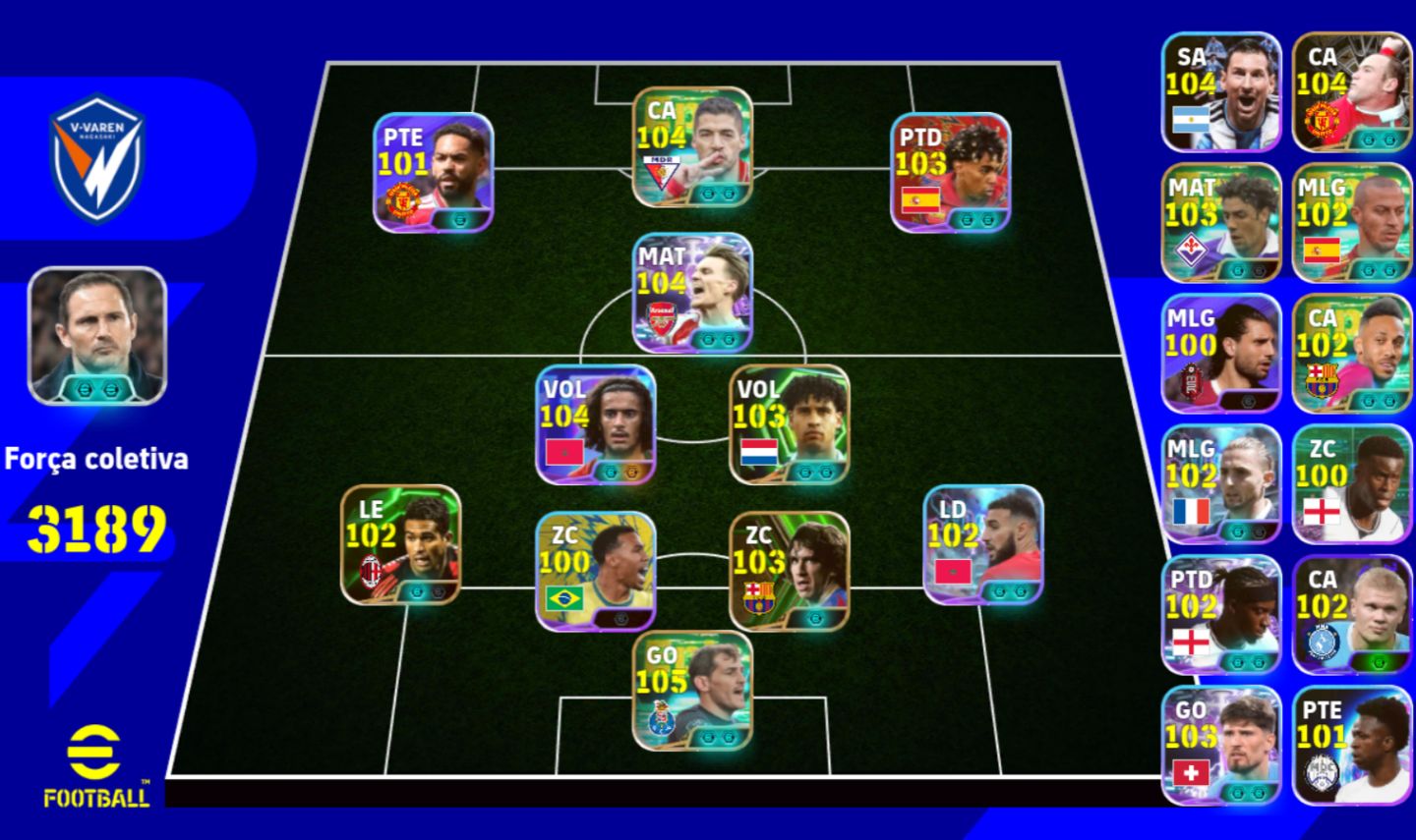 CONTA EFOOTBALL FORTE 3189 DE FORÇA COLETIVA + TIME ESTRELADO!