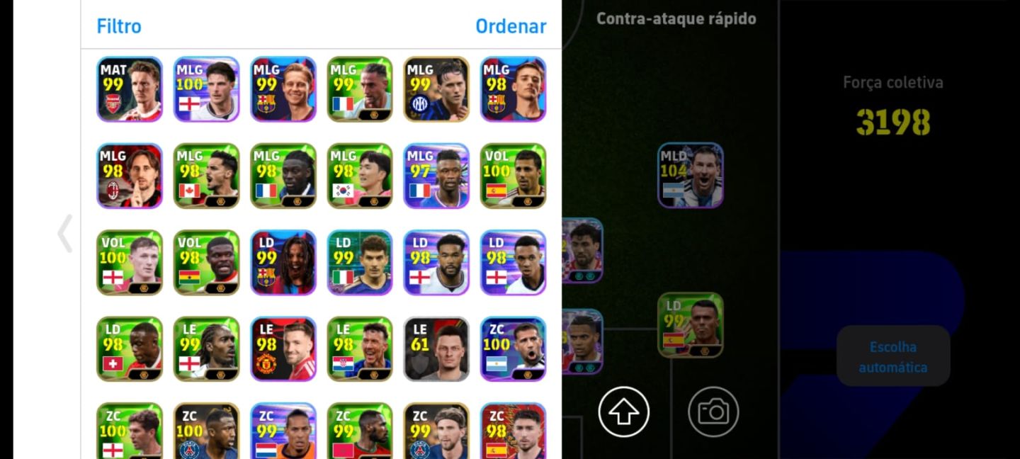 CONTA DE EFOOTBALL 3198 DE FORÇA C NUER 107 + CR7 108 DE OVER + RAROS!!