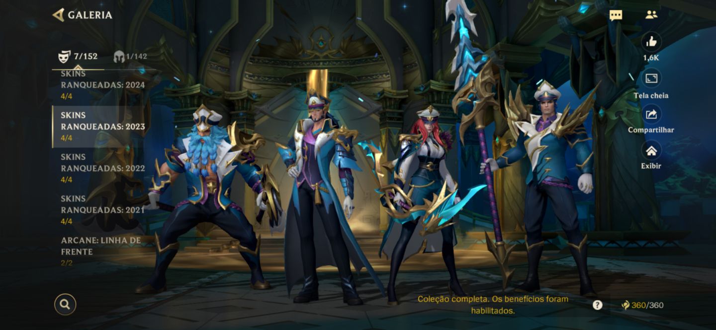 Conta Wild Rift com 125 skins e todas do passe ranked