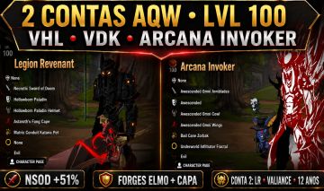 [AQW] Contas LVL 100 | VHL, VDK, Arcana e NSoD | Opção 12 Anos + LR