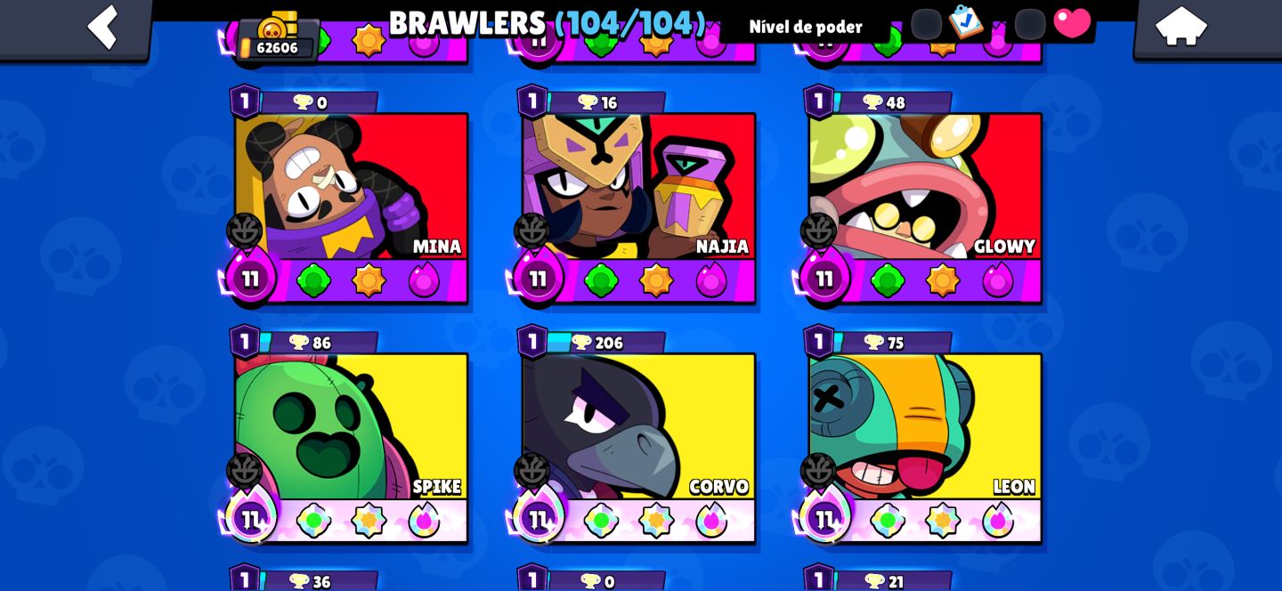 Conta TOPADA 106/106 com 57 brawl 11 com hipercarga
