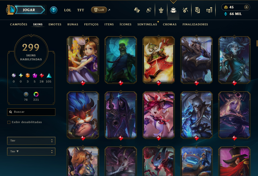 CONTA ESMERALDA, DIAMANTE ULTIMA TEMP. EX-MESTRE, 299 SKINS, PRESTIGIOS/ULTIMATE