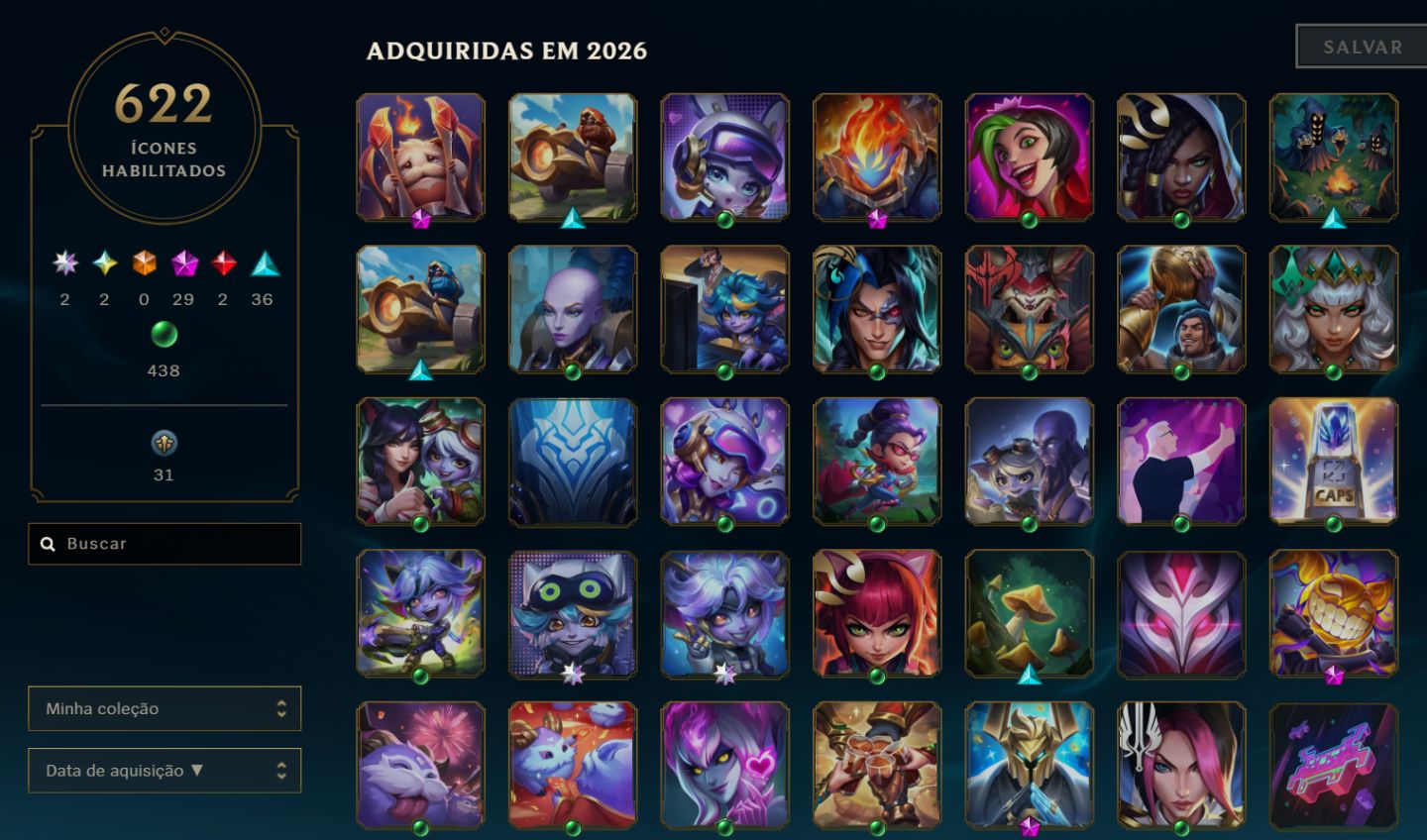 CONTA LVL662 (Platina) / 954 skins/ Unico Dono/ Email de criação.