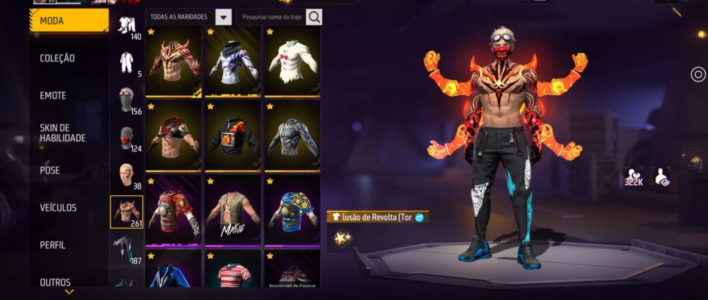 CONTA DE FREE FIRE COM ANGELICAL AZUL, PUNHO, DUNK MASTER, AUG EVOLUTIVA