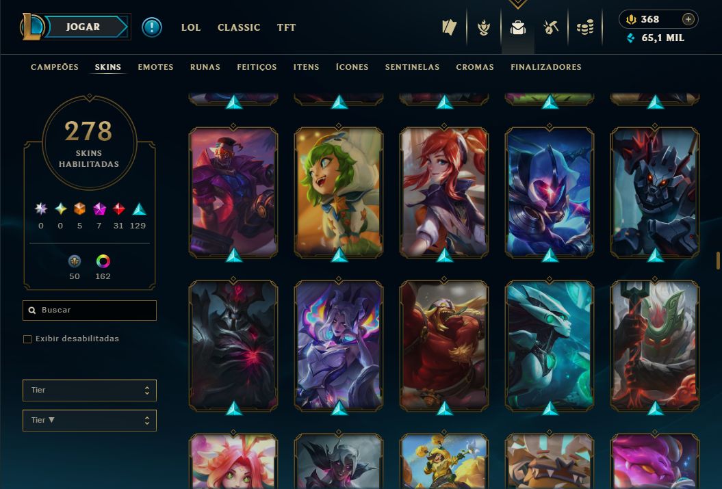 CONTA LOL: NÍVEL 773 | 278 SKINS | 5 ULTIMATE | 7 MÍTICAS | 31 LENDÁRIAS