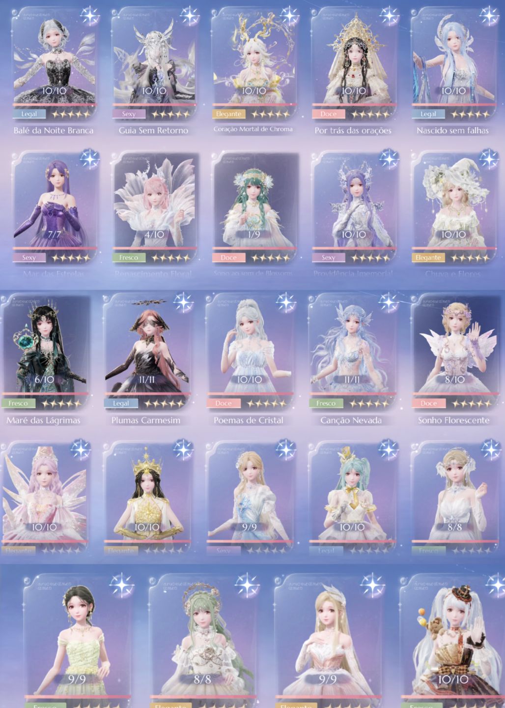 Conta Endgame - Infinity Nikki 16 sets completos + Looks Milagrosos + 4 inc.