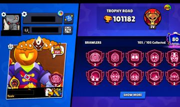 CONTA BRAWL STARS COMPLETÍSSIMA 101K+ TROFÉUS | 105/105 BRAWLERS | R$800