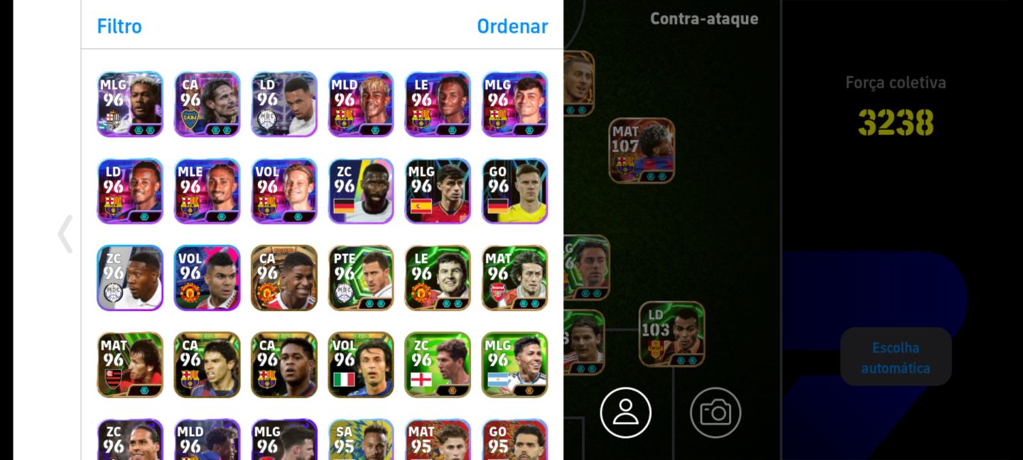 Conta Efootball Mobile com diversos épicos