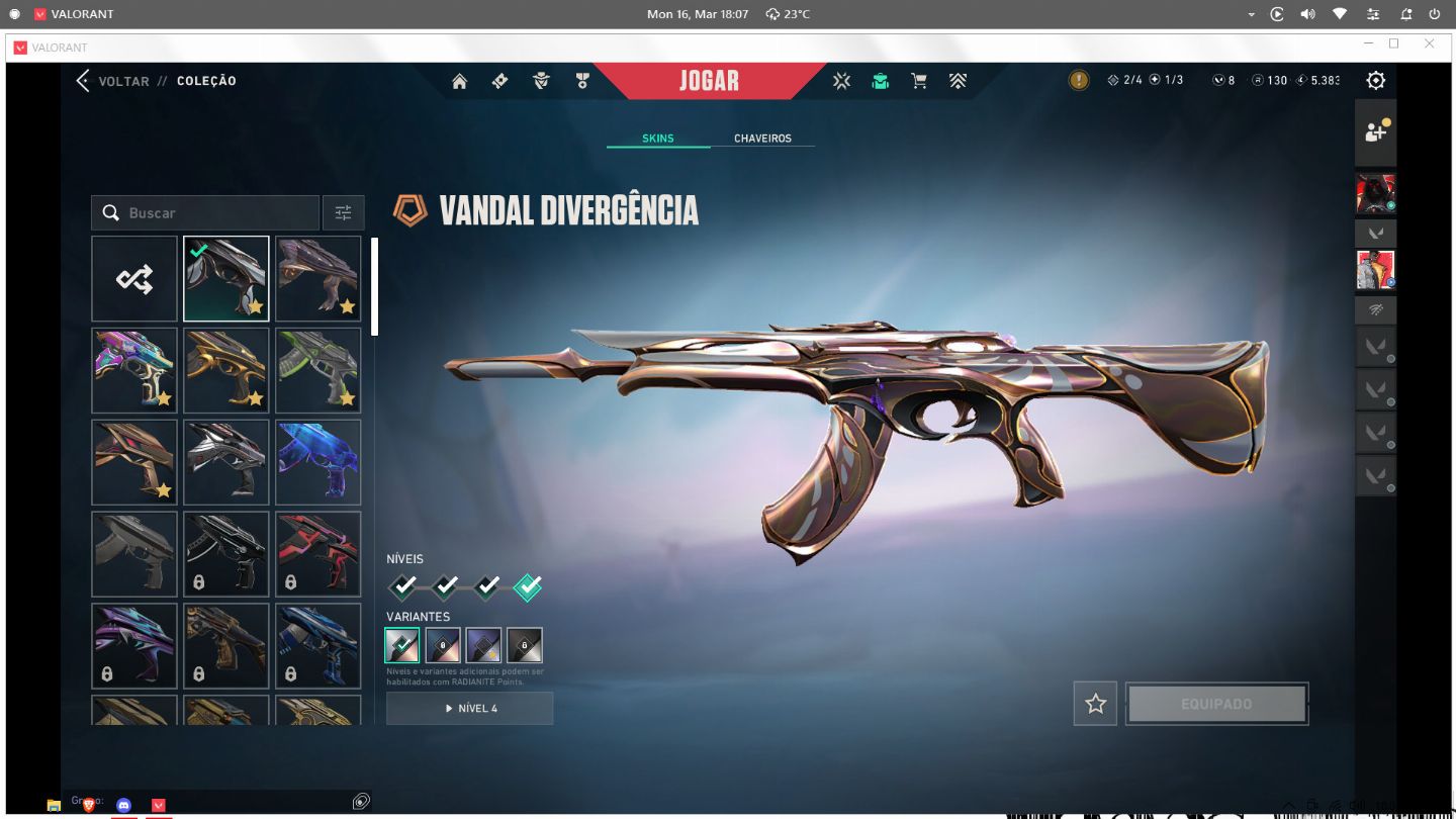 Conta Valorant 6 Vandals, 1 Sherrif, 3 Facas