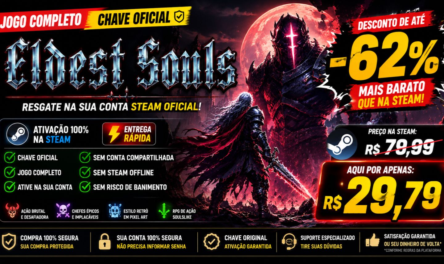 Eldest Souls | Chave Steam Oficial | Ative na Sua Conta | Entrega Rápida