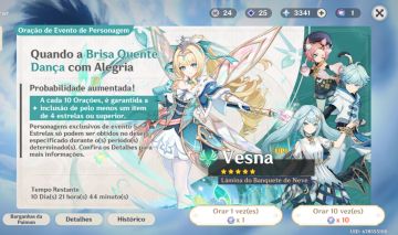(Negocio) Conta genshin no garantido + 19 personagens + algumas armas 5 estrelas