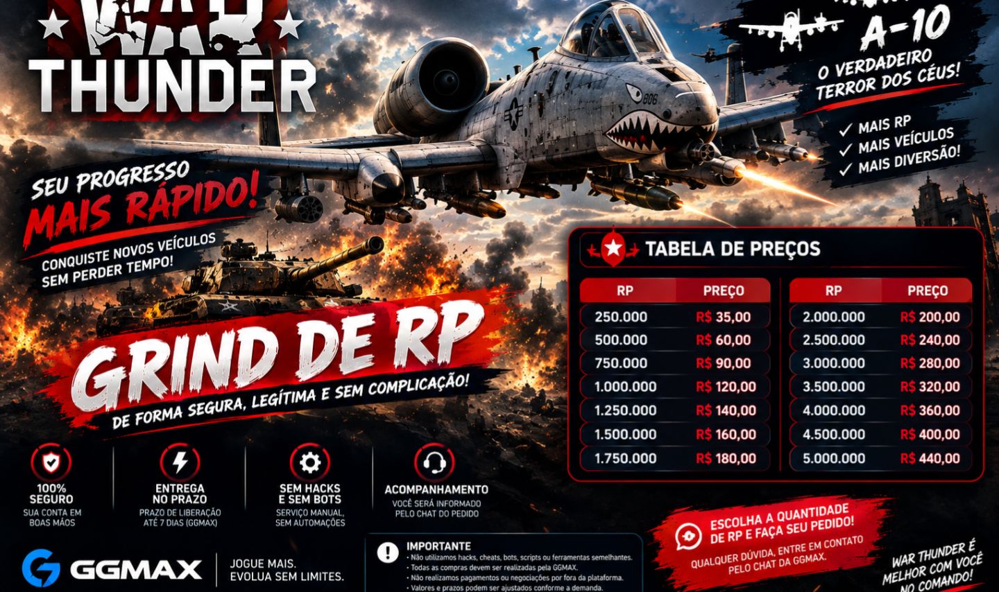 WAR THUNDER SERVIÇO DE GRIND RP