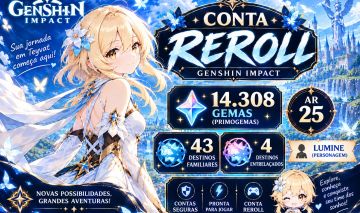 Conta Genshin Impact América Ar25 + 14.308 Primogems + 130 Pulls