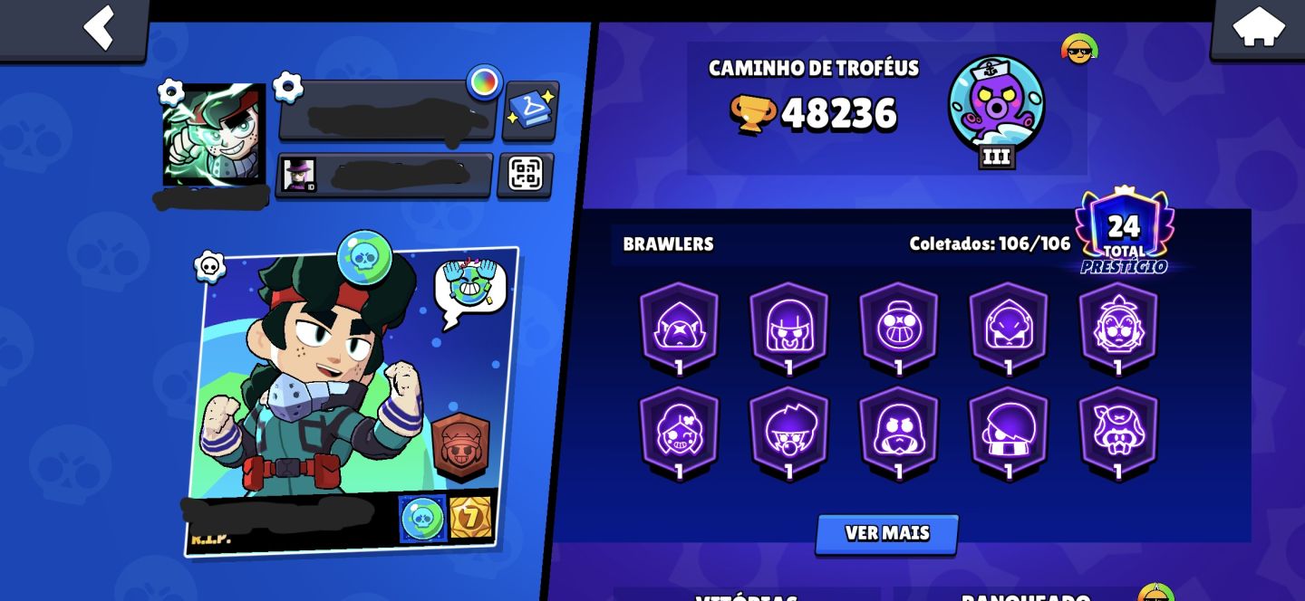 CONTA BRAWL STARS 2018 RARA SHELLY ESTELAR + FAMA LUNAR II
