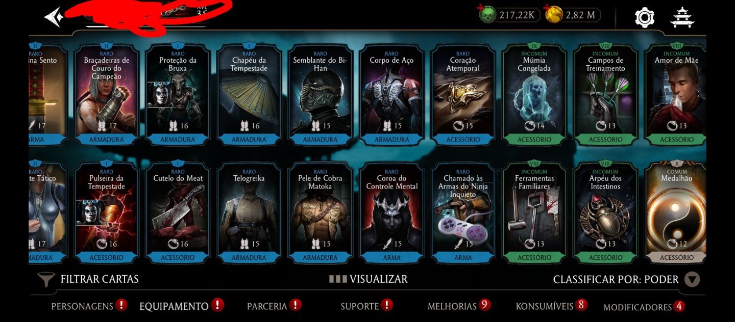 Conta mortal Kombat, Android, 215 K de Alma, varios épicos no X