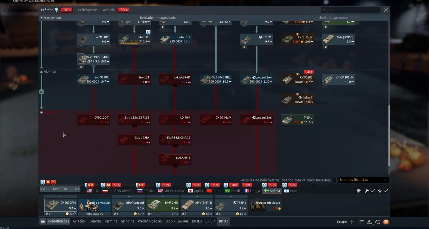 Conta Warthunder - Top Tier - Diversos veiculos Premium - Veiculos raros -