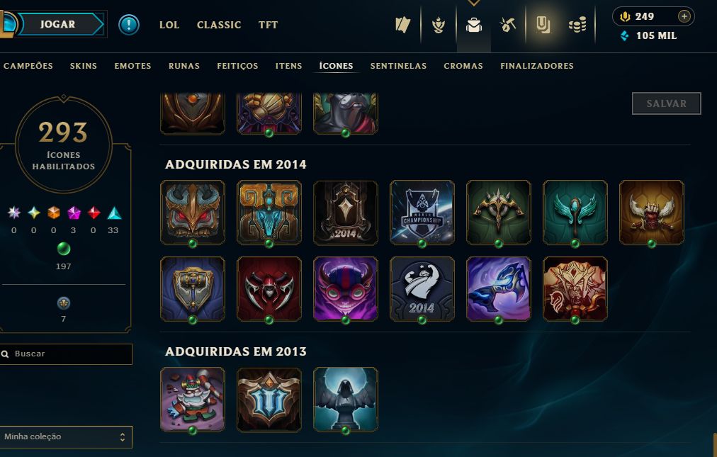Contas LoL 2013 e 2015