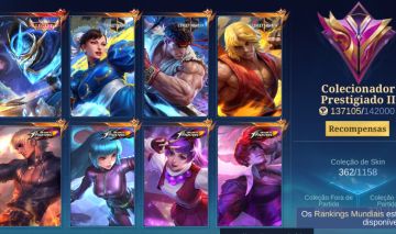 CONTA MÓBILE LEGENDS SKINS STREET FIGTHER E COLABS