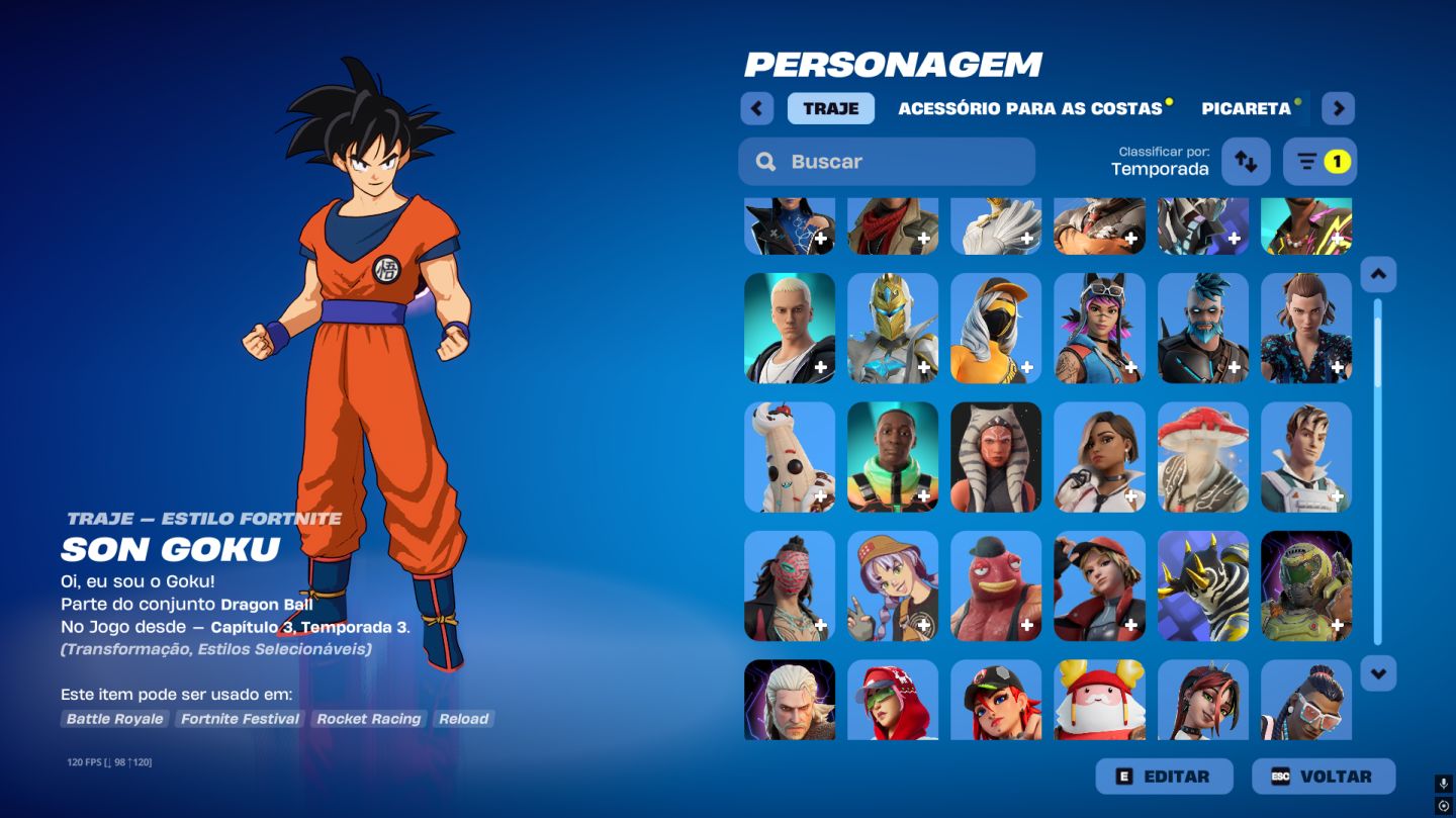 Conta Fortnite MUITO RARA +165 SKINS, com OMÊGA completo, Lara Croft, Neymar Jr.