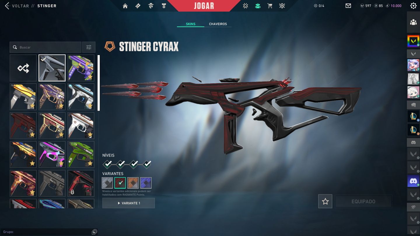 Conta de Valorant, skins de pacote e passe de batalha - 3.800 reais Gastos.
