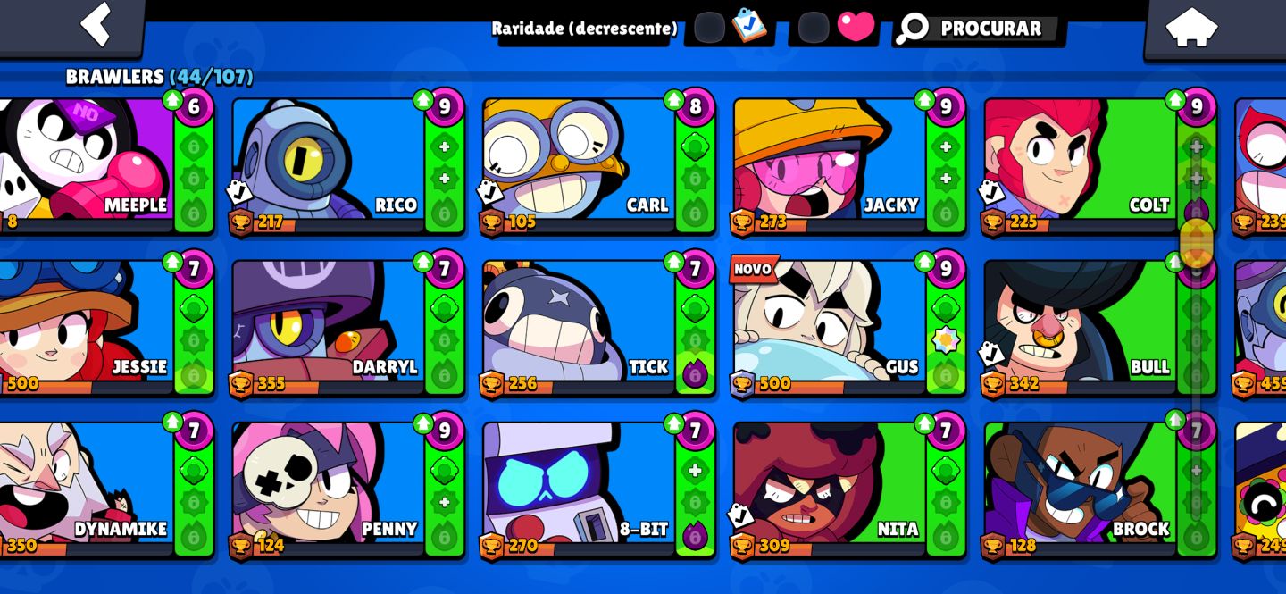 Conta brawl com sandy e personagens lendarios