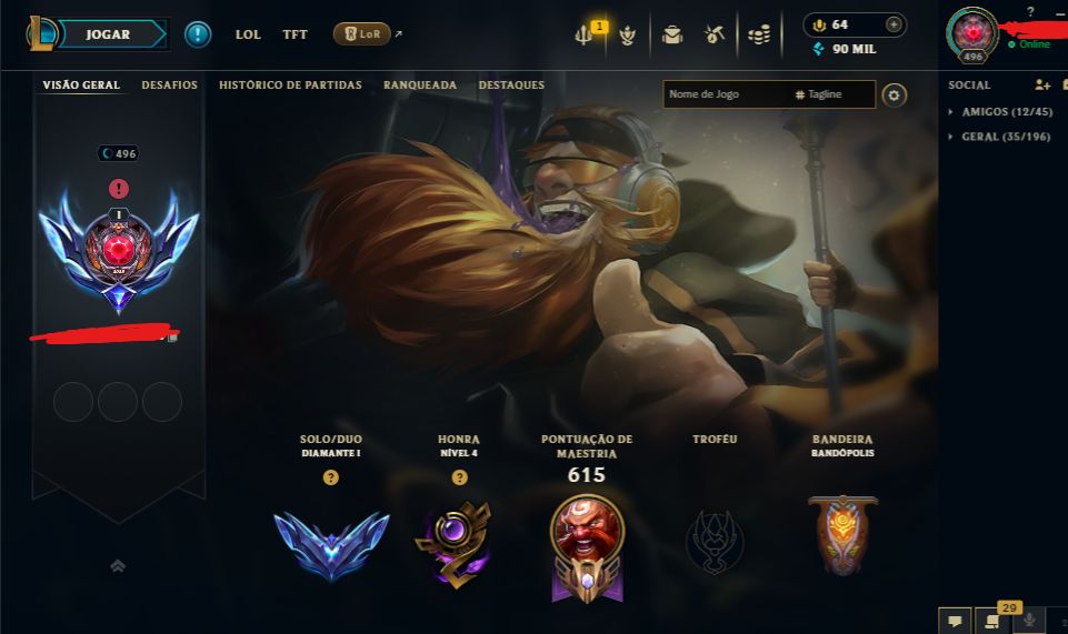Conta lol mmr gm/challenger Peak elo 909 pdl