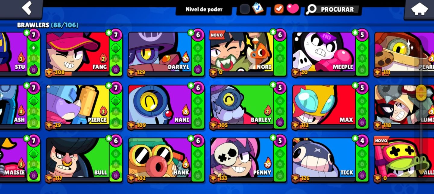 Conta de Brawl Stars gemada com 86 brawlers