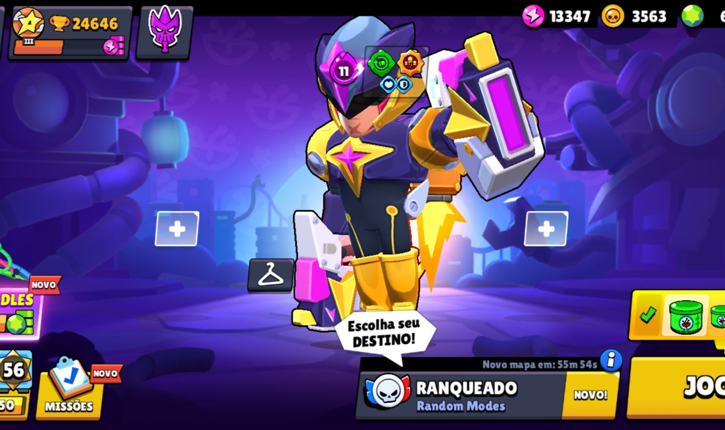 CONTA DE BRAWL STARS TOP bem gemada com várias skins