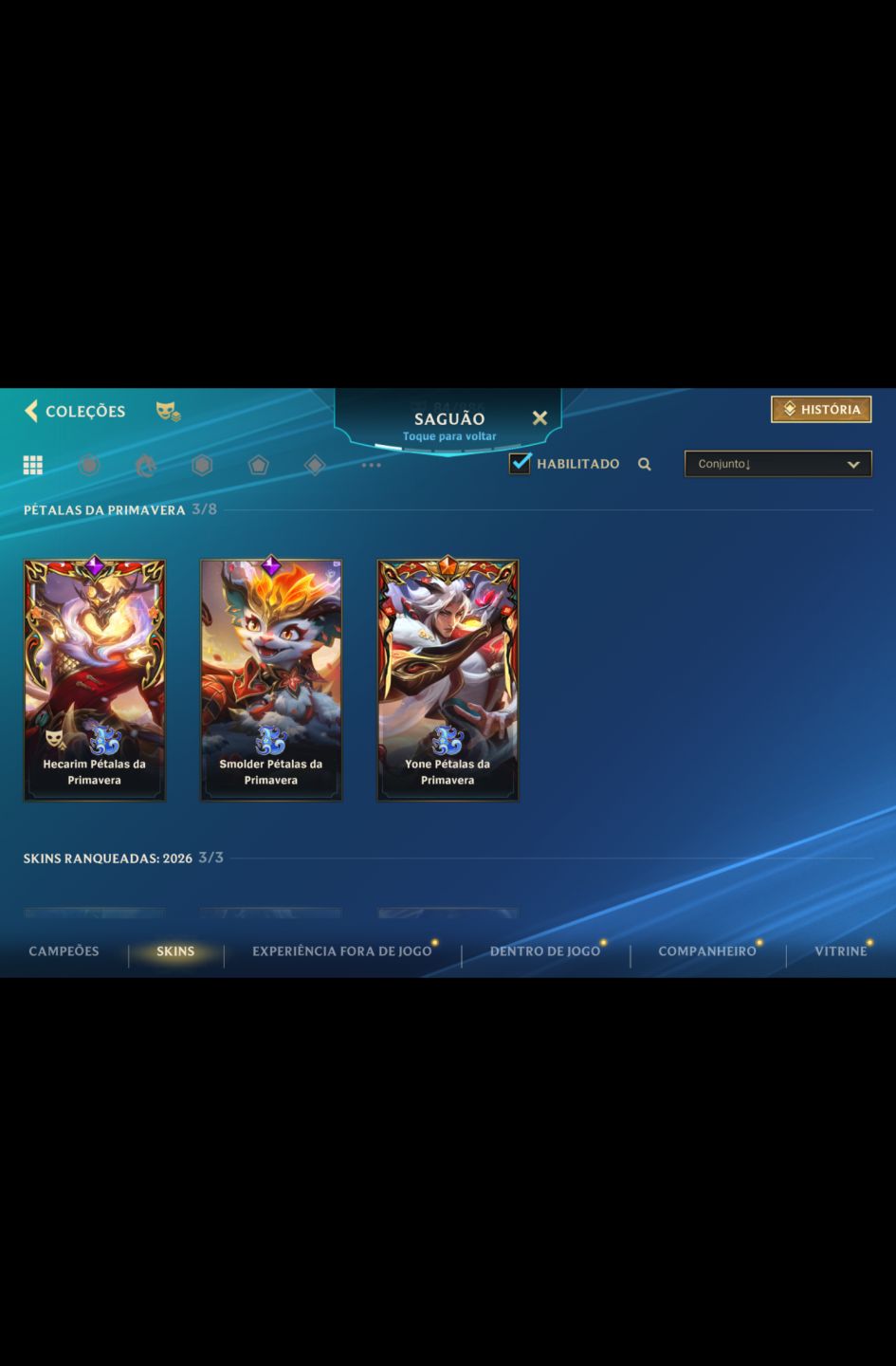 Conta com bom gasto e nova skin prestígio Vlad, Syndra e Morgana