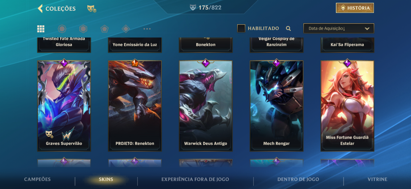 Conta de Wild Rift com muitas Skins