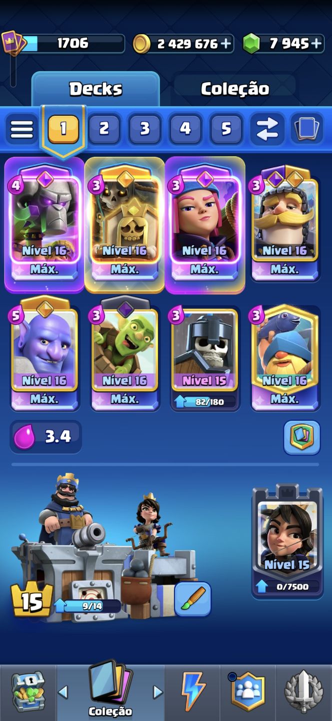 CONTA CLASH ROYALE UPADA COM ARENA ALTA | 12800 TROFÉIS | TODAS AS CARTAS