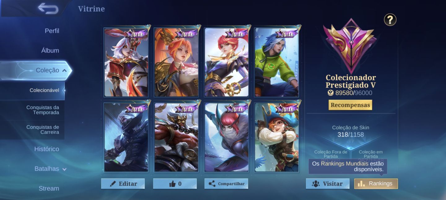 Conta Móbile legends Colecionador Prestigiado