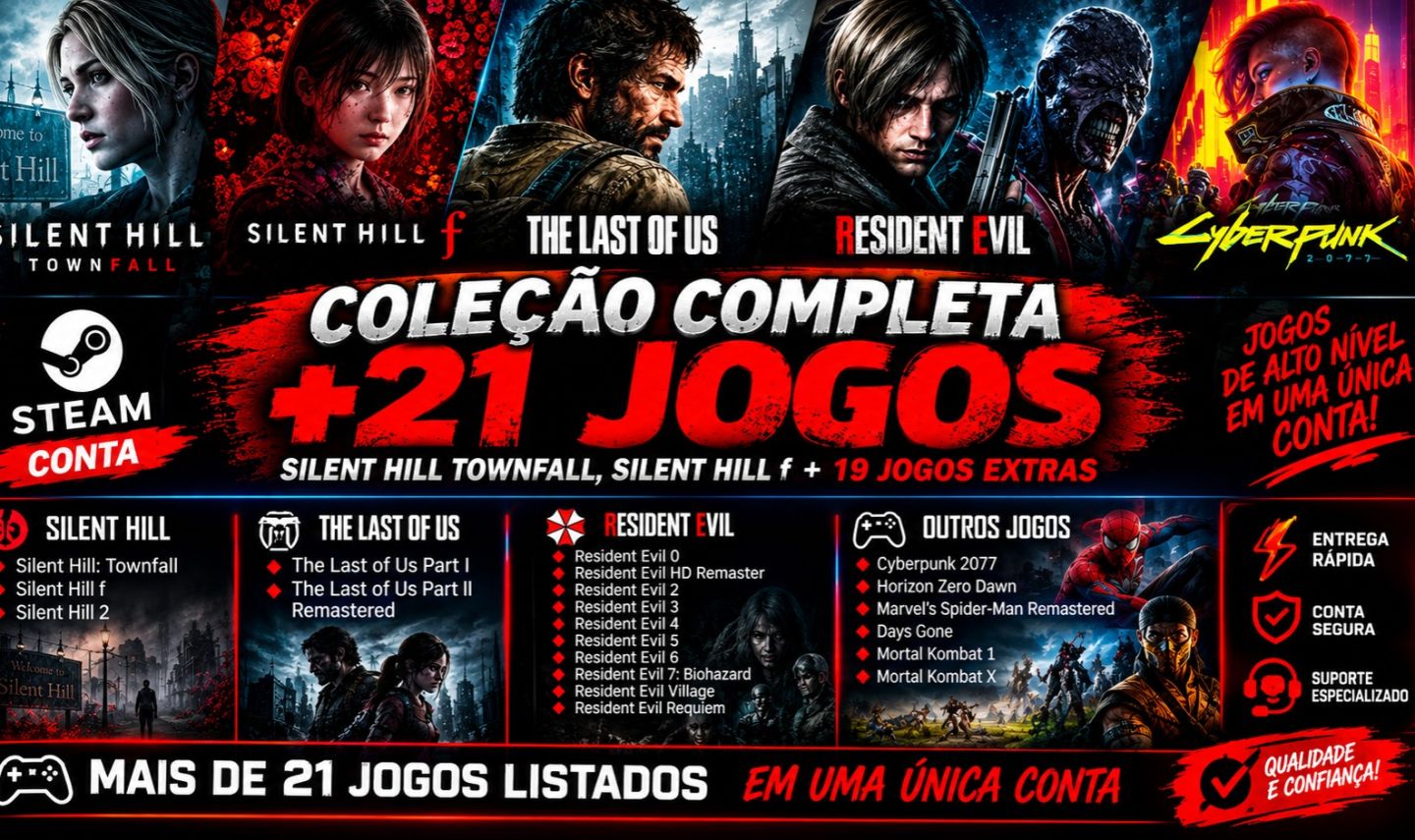 CONTA STEAM +21 JOGOS | SILENT HILL TOWNFALL, SILENT HILL f + 19 JOGOS EXTRAS
